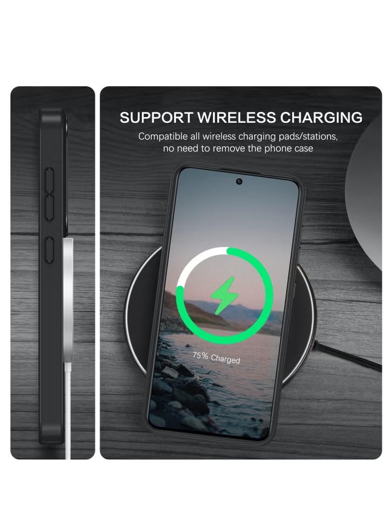 Suitable for Samsung S25 Plus case, compatible with MagSafe, magnetic translucent matte back shockproof cover, strong magnet, military-grade anti-fall full protection mobile phone case, suitable for Galaxy S25 Plus 5G (black) - Image 5