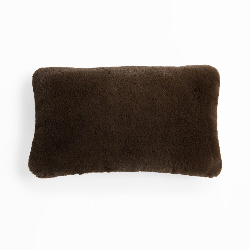 UnHide Squish Lumbar Pillow - Faux Fur Pillow - Extra Soft Throw Pillow - Rectangular Shaped, Polyester Fill - Machine Washable - Perfect for Living Room Or Bedroom - 10â€ x 18â€ - Chocolate - Image 1