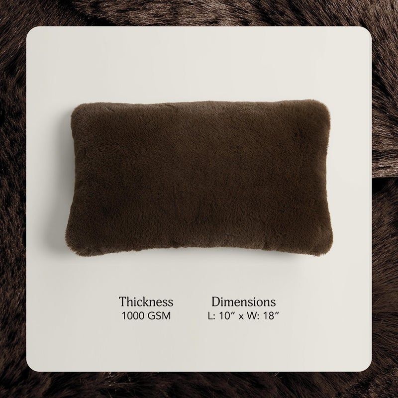 UnHide Squish Lumbar Pillow - Faux Fur Pillow - Extra Soft Throw Pillow - Rectangular Shaped, Polyester Fill - Machine Washable - Perfect for Living Room Or Bedroom - 10â€ x 18â€ - Chocolate - Image 3