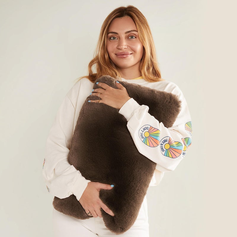 UnHide Squish Lumbar Pillow - Faux Fur Pillow - Extra Soft Throw Pillow - Rectangular Shaped, Polyester Fill - Machine Washable - Perfect for Living Room Or Bedroom - 10â€ x 18â€ - Chocolate - Image 2