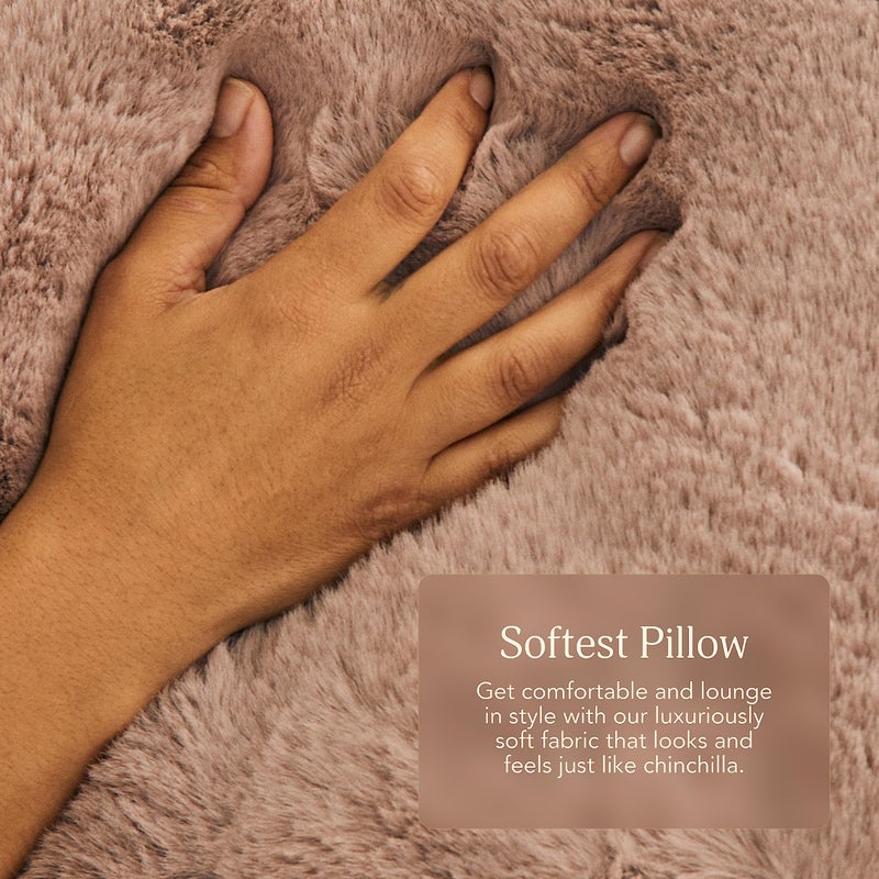 UnHide Squish Lumbar Pillow - Faux Fur Pillow - Extra Soft Throw Pillow - Rectangular Shaped, Polyester Fill - Machine Washable - Perfect for Living Room Or Bedroom - 10â€ x 18â€ - Chocolate - Image 5