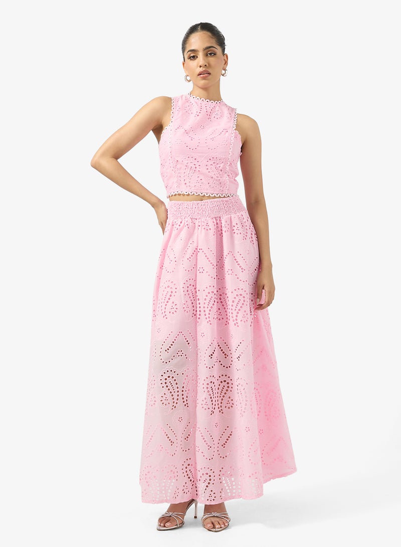 جينجر طقم بلوزة وتنورة ماكسي دانتيل مفتوح - Image 1