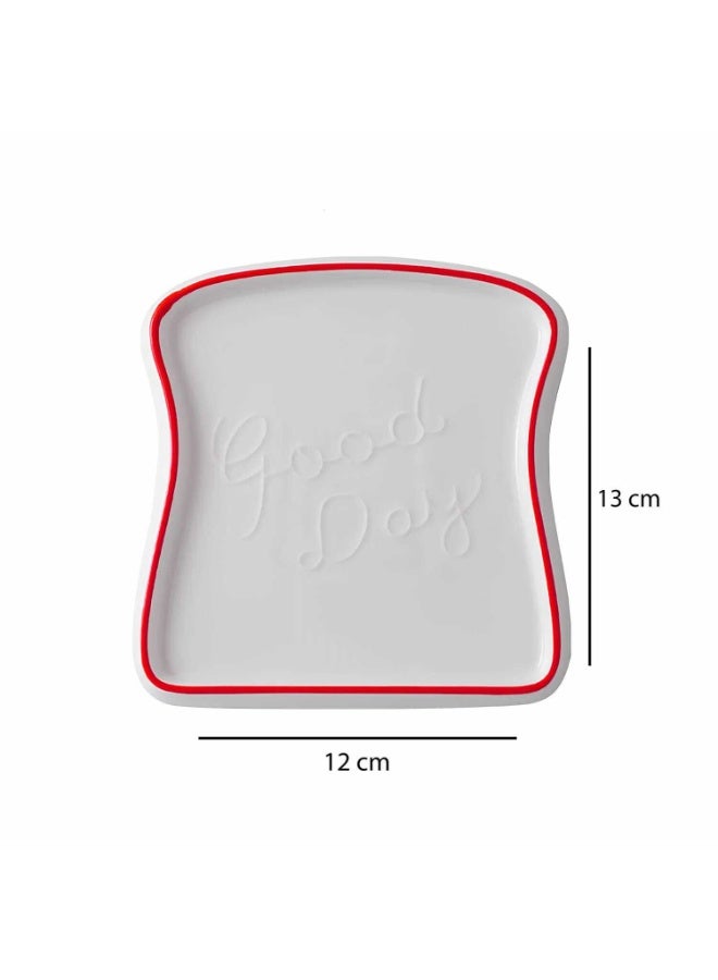 طقم أطباق تقديم سيراميك 4 قطع – بتصميم "Good Day" لتقديم الإفطار والتوست 12×13 سم - Image 2