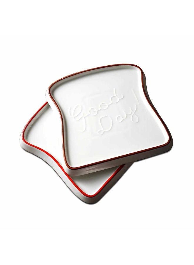 طقم أطباق تقديم سيراميك 4 قطع – بتصميم "Good Day" لتقديم الإفطار والتوست 12×13 سم - Image 3