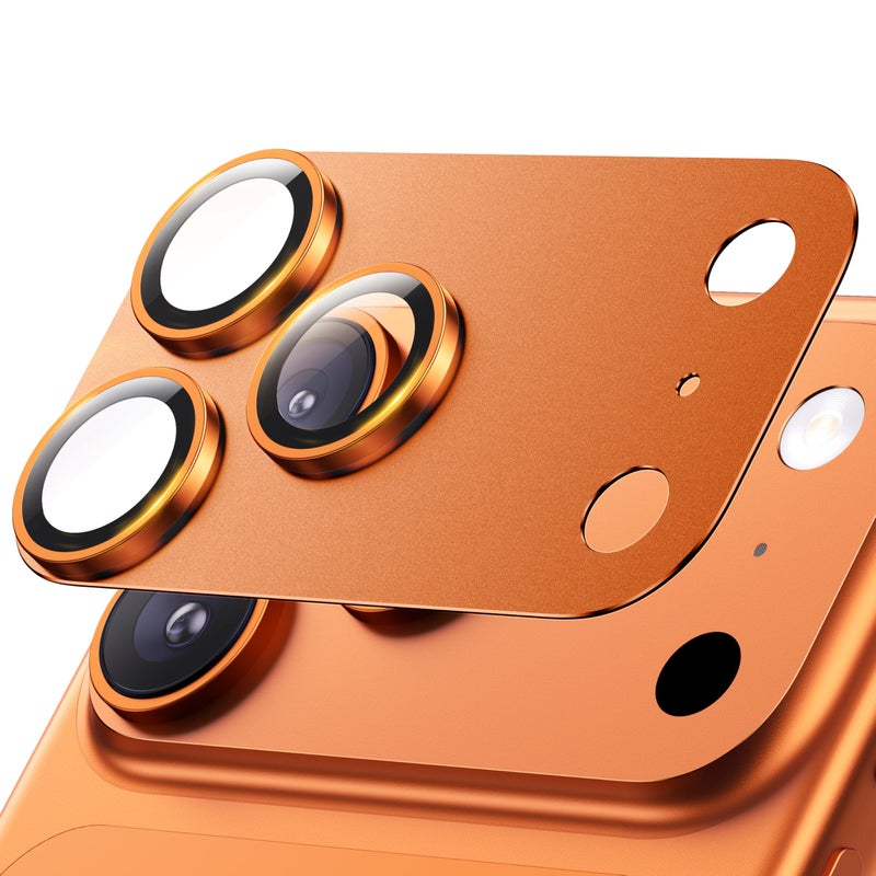 Hoerrye for iPhone 17 Pro Max Camera Lens Protector 12FT Shatterproof Military Grade Strong Adsorption 9H Tempered Glass Camera Screen Full Protective Cover Case FriendlyCosmic Orange - Image 2