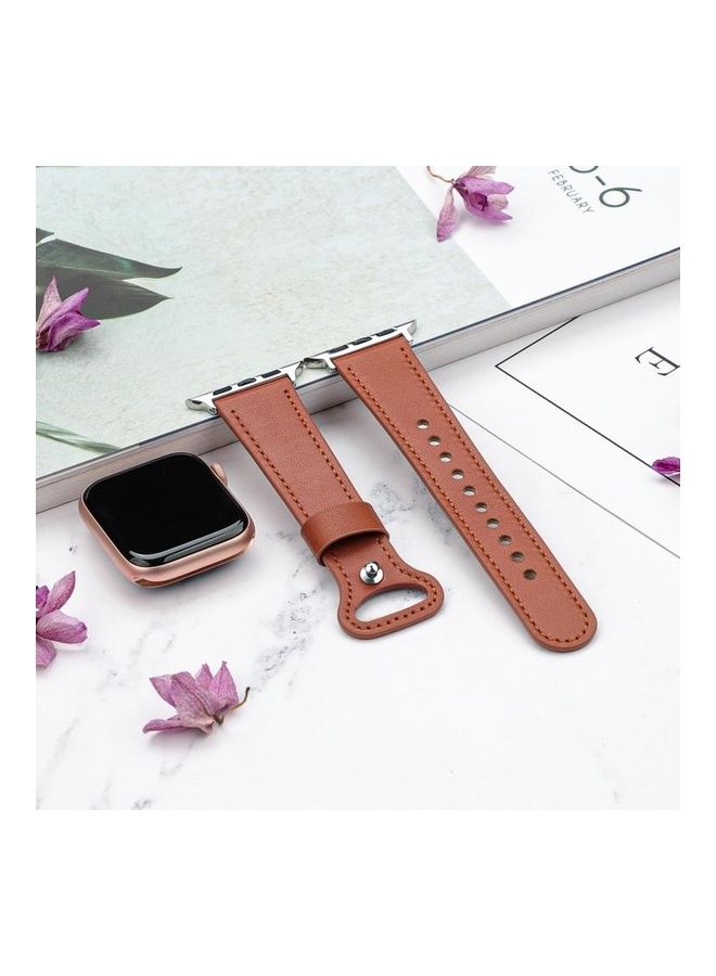 نيبمينينت سوار ساعة بديل بتصميم عرقي لسلسلة ساعات أبل 1/2/3/4/5/6/7/SE مقاس 38/40/41 مم البني الفاتح - Image 4