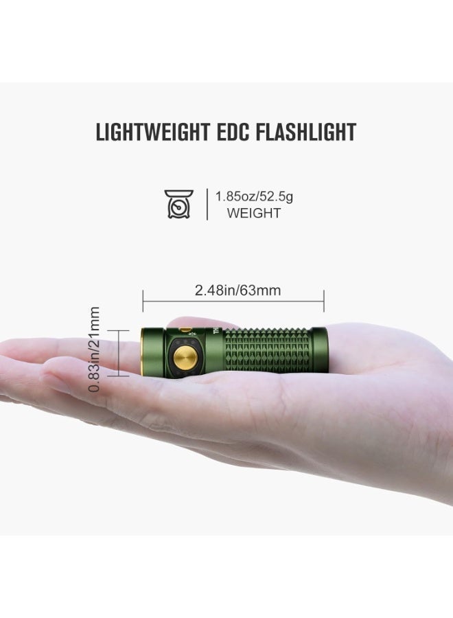 OLIGHT Baton 4 EDC 1300 Lumens Rechargeable LED Small Torch, Pocket Flashlight with Micro-Perforated Indicator for Outdoors, Indoors and Emergency (OD Green) - Image 2