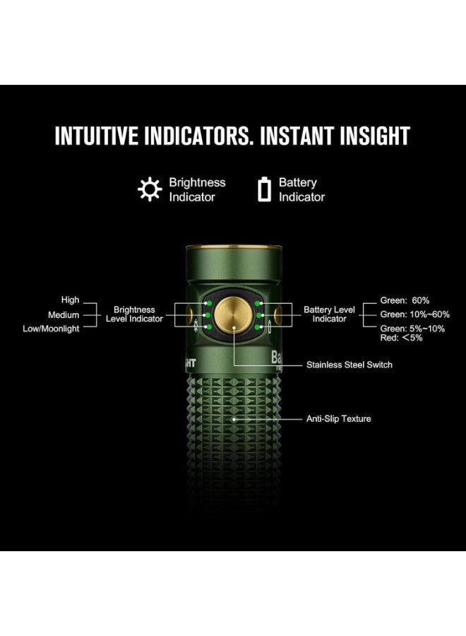 OLIGHT Baton 4 EDC 1300 Lumens Rechargeable LED Small Torch, Pocket Flashlight with Micro-Perforated Indicator for Outdoors, Indoors and Emergency (OD Green) - Image 5