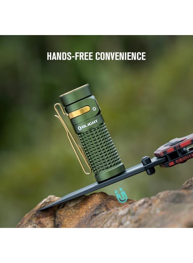 OLIGHT Baton 4 EDC 1300 Lumens Rechargeable LED Small Torch, Pocket Flashlight with Micro-Perforated Indicator for Outdoors, Indoors and Emergency (OD Green) - Image 4