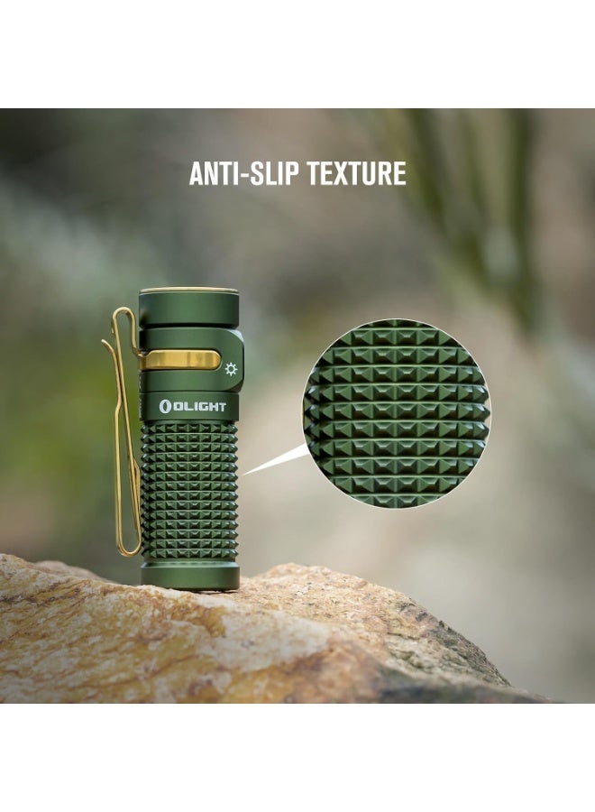 OLIGHT Baton 4 EDC 1300 Lumens Rechargeable LED Small Torch, Pocket Flashlight with Micro-Perforated Indicator for Outdoors, Indoors and Emergency (OD Green) - Image 3