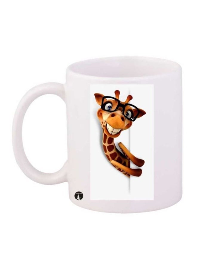Giraffe Printed Mug White/Brown/Yellow