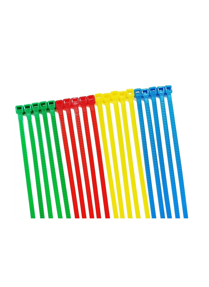 ECVV - ECVV Cable Ties Multicolour (50 Pack), Wire Ties With Tensile Strength, Self-Locking Heavy Duty Nylon Plastic Zip Ties Wraps For Office, HoUSehold And Outdoor ||4.8mm x 200mm Random Color|| - Image 1
