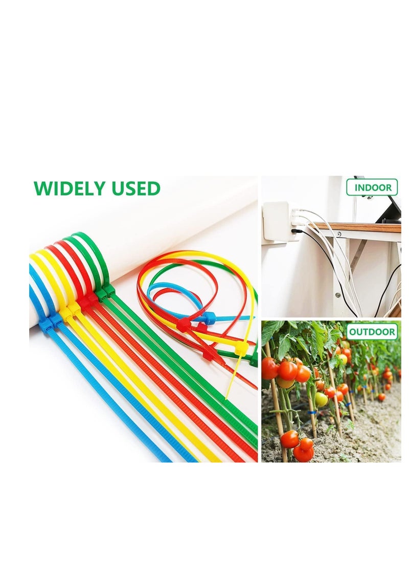 ECVV - ECVV Cable Ties Multicolour (50 Pack), Wire Ties With Tensile Strength, Self-Locking Heavy Duty Nylon Plastic Zip Ties Wraps For Office, HoUSehold And Outdoor ||4.8mm x 200mm Random Color|| - Image 1