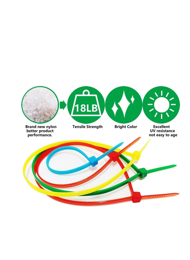 ECVV - ECVV Cable Ties Multicolour (50 Pack), Wire Ties With Tensile Strength, Self-Locking Heavy Duty Nylon Plastic Zip Ties Wraps For Office, HoUSehold And Outdoor ||4.8mm x 200mm Random Color|| - Image 1