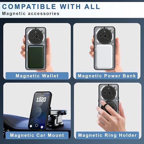 CEDO Magfit Cover for Nothing Phone 3a Pro | Compatible with Magsafe Wireless Charging | Camera Protection Shockproof Backcover Case | Magnetic Ring Lock Transparent Acrylic Clear Backcase (Black) - Image 5