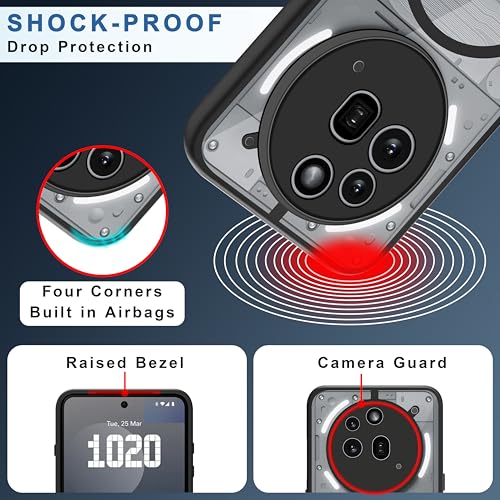CEDO Magfit Cover for Nothing Phone 3a Pro | Compatible with Magsafe Wireless Charging | Camera Protection Shockproof Backcover Case | Magnetic Ring Lock Transparent Acrylic Clear Backcase (Black) - Image 3