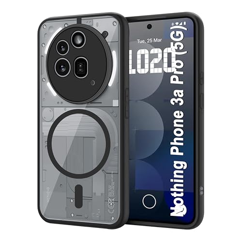 CEDO Magfit Cover for Nothing Phone 3a Pro | Compatible with Magsafe Wireless Charging | Camera Protection Shockproof Backcover Case | Magnetic Ring Lock Transparent Acrylic Clear Backcase (Black) - Image 1