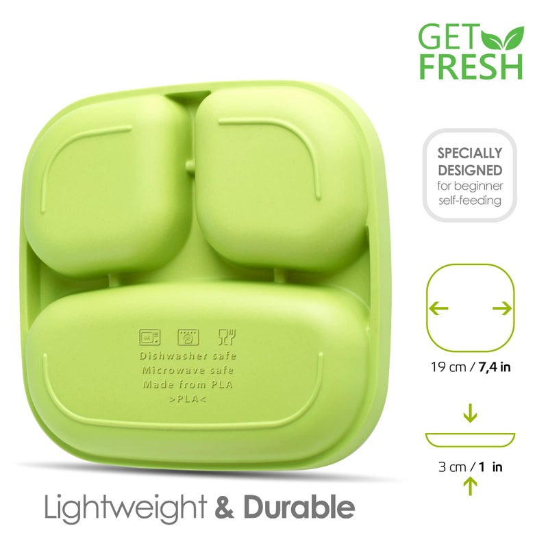 GET FRESH PLA Kids Divided Plates Set â€“ 2-Pack Melamine-Free Microwave Safe Sectioned Plates for Kids and Toddlers - Image 3