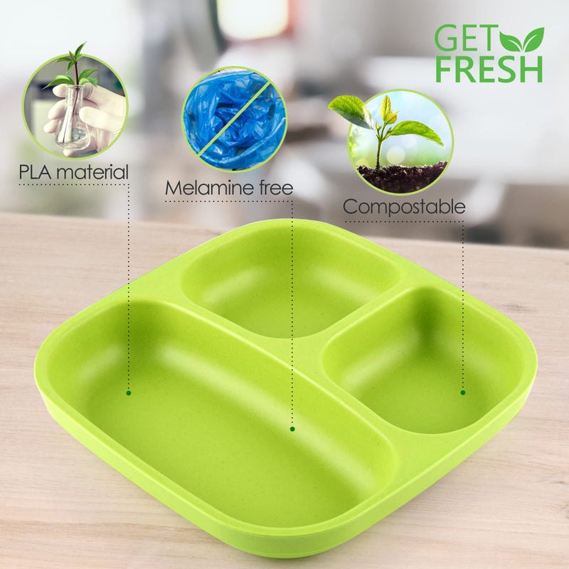 GET FRESH PLA Kids Divided Plates Set â€“ 2-Pack Melamine-Free Microwave Safe Sectioned Plates for Kids and Toddlers - Image 4