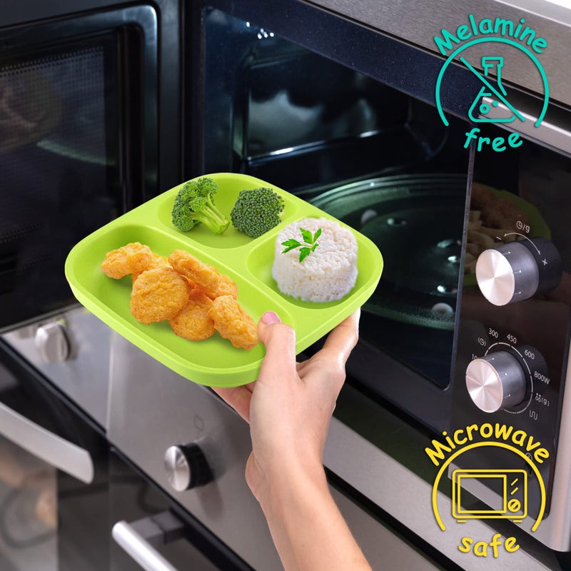 GET FRESH PLA Kids Divided Plates Set â€“ 2-Pack Melamine-Free Microwave Safe Sectioned Plates for Kids and Toddlers - Image 5