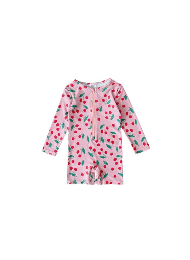 Children's Sun-protective Long-sleeve One-piece Swimsuit, Cute Swimwear For Baby Boys And Girls, Infant Style Beach Vacation Swimwear