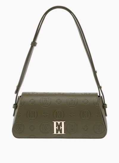 ايل Monogram Embossed Shoulder Bag with Flap Closure