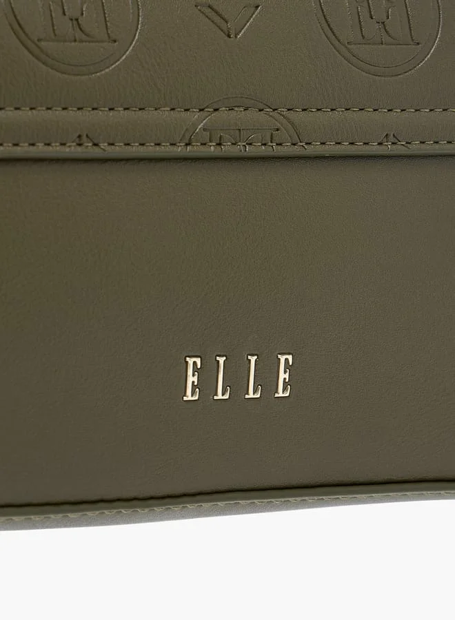 ايل Monogram Embossed Shoulder Bag with Flap Closure