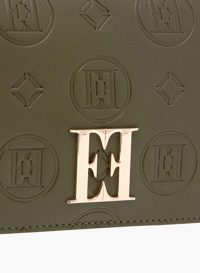 ايل Monogram Embossed Shoulder Bag with Flap Closure