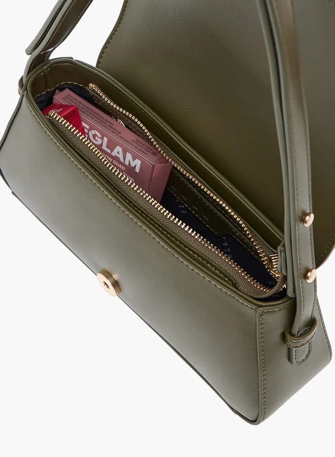 ايل Monogram Embossed Shoulder Bag with Flap Closure