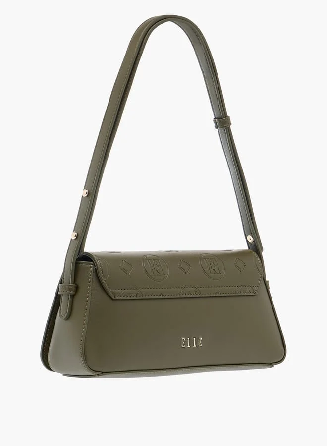 ايل Monogram Embossed Shoulder Bag with Flap Closure