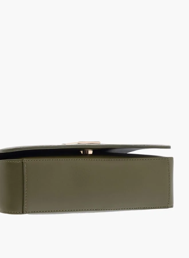 ايل Monogram Embossed Shoulder Bag with Flap Closure