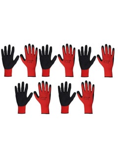 WeighTAJ WeighTAJ 5 Pairs RedBlack Latex Coated AntiCut Resistance Hand Gloves Ideal for Industrial Construction Material Handling 