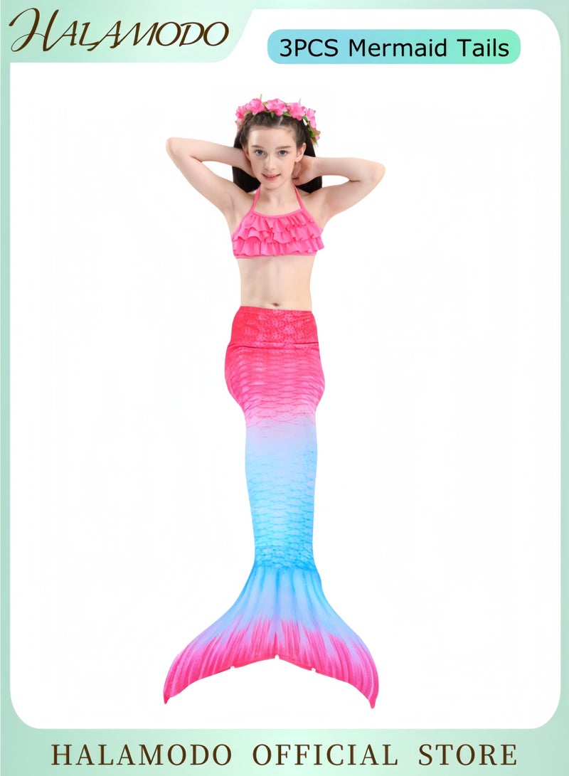 3PCS Girl's Mermaid Tails Princess Dress Up Mermaid Tails Great Gift for Girls 3-12 Year Old,No Monofin Included - Image 1