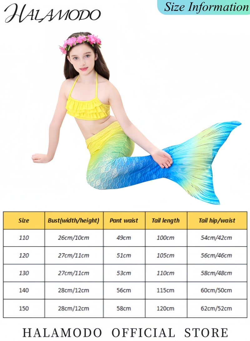 3PCS Girl's Mermaid Tails Princess Dress Up Mermaid Tails Great Gift for Girls 3-12 Year Old,No Monofin Included - Image 5