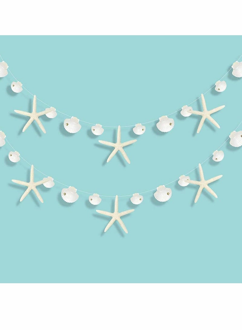 Barakah Nautical Party Decoration, Flat Paper Starfish Sea Shell Garland Hanging Kit for Beach Wedding Decorations - Image 1