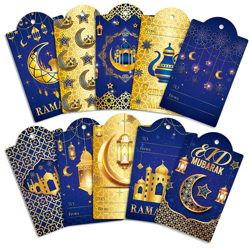 60 Sheets Happy Ramadan Design Small Cards 10 Different Styles Hanging Box Decoration - Image 1