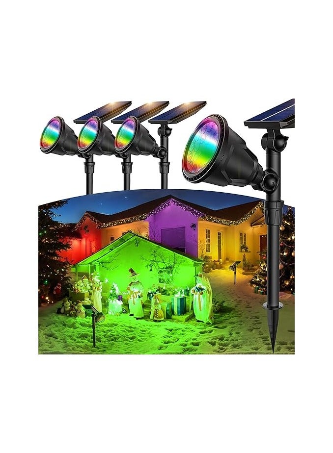 73Hours 4 Pack  Spot Lights -  Solar Lights Outdoor Waterproof Color Changing Spotlights for House Decor, Outside Landscape Light with 9 Light Option Floodlights for Yard Driveway Tree - Image 1