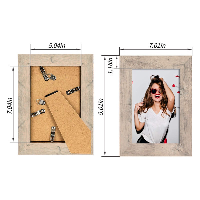 iRahmen 4 Pack 5x7 Picture Frame Smoke Grey Set with High Definition Glass 5 x 7 Photo Frames for Desktop Display and Wall Mounting. - Image 2