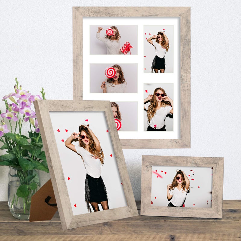 iRahmen 4 Pack 5x7 Picture Frame Smoke Grey Set with High Definition Glass 5 x 7 Photo Frames for Desktop Display and Wall Mounting. - Image 4