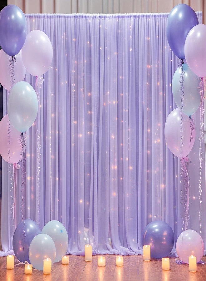 Shillance 10ft x 8ft Purple Backdrop Curtain Panels with Lights String for Parties, Sheer Tulle Wedding Backdrop Drapes for Baby Shower Birthday Party Home Decorations - Image 5