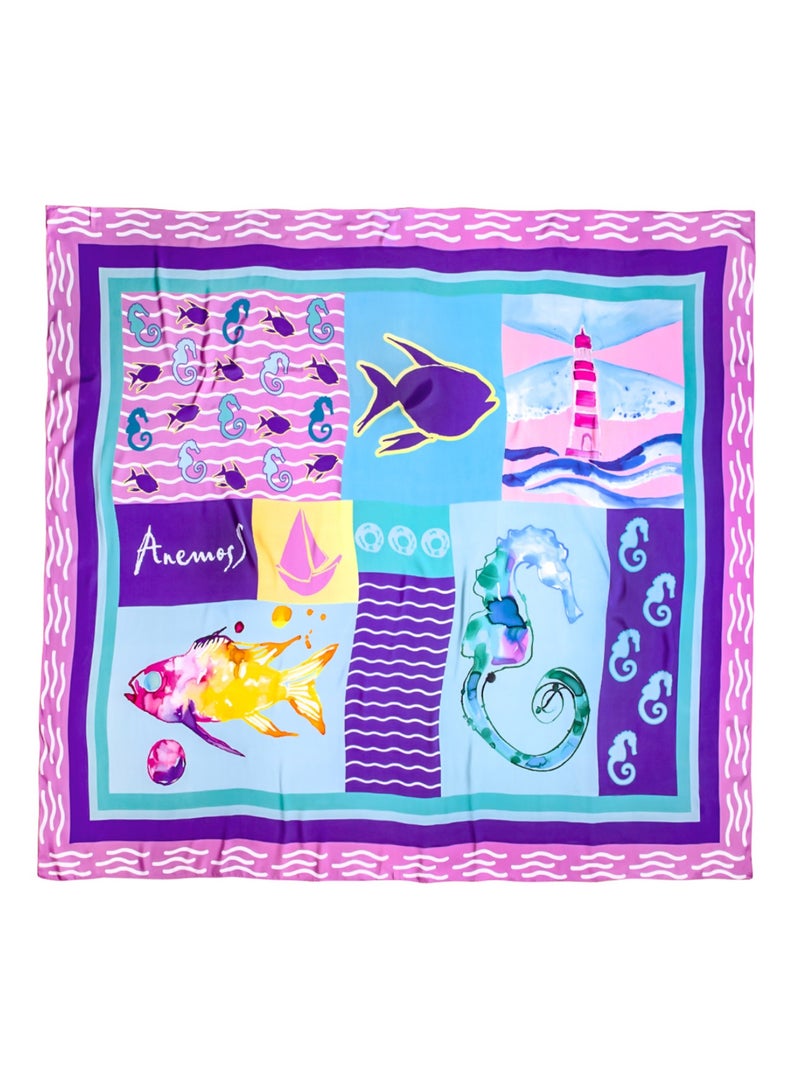 أنيموس باريو شاطئي للنساء، مقاس 120×140 سم، غطاء سباحة، لفّة سارونغ للنساء، تنورة لملابس السباحة، وشاح شاطئي طويل الحجم، بطباعة ملوّنة - Image 4