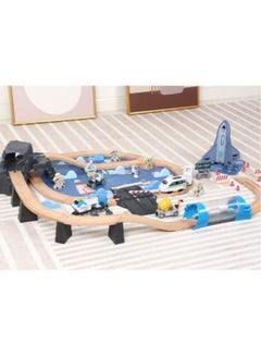 Generic Wooden Space Rail Track Set Kids Toys Wood Puzzle Austronaut Rail Transit Electric Train Track For Space Shuttle Children Toy  - Image 2