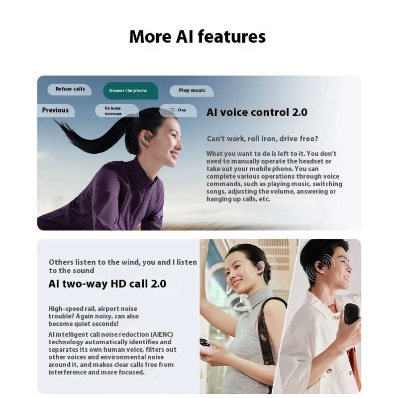 Cleer ARC 5 Open-Ear Smart AI Sports Running Headphones, Bluetooth with Touch Screen Dbe4.0 Amoled, 60H Battery, Black - Image 5