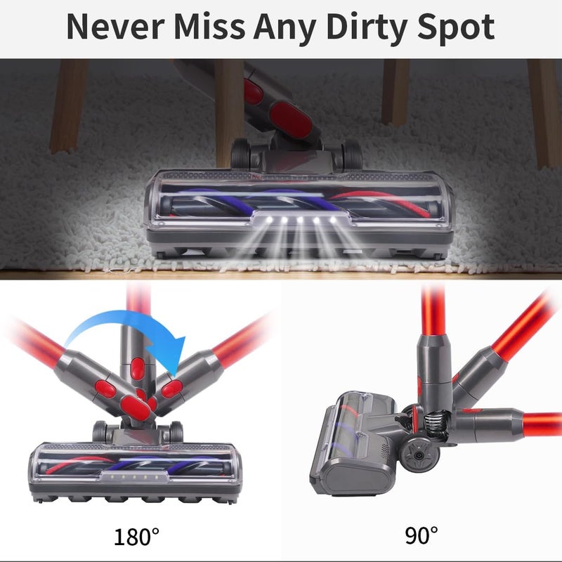 Laymi Motorhead Hardwood Floor Attachment for Dyson V7 V8 V10 V11 V15 Vacuum Cleaners with LED Headlights, Roller Cleaner Head Replacement Parts (D009) - Image 5