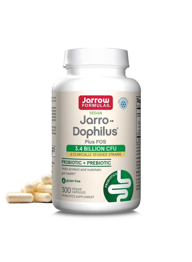 Jarrow Formulas Jarro-Dophilus + FOS - 3.4 Billion CFU Per Serving - Prebiotic & Probiotics Supplement for Immune & Intestine Support - Up to 300 Servings (Veggie Caps) - Image 1