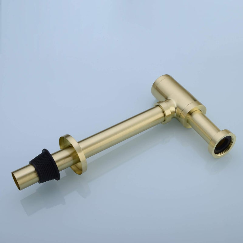Orhemus Brass Round Bottle P Trap, Basin Sink Waste Trap Drain Tube Kit Adjustable Height, Brushed Gold Finished - Image 4
