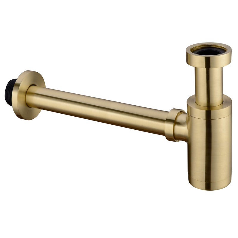 Orhemus Brass Round Bottle P Trap, Basin Sink Waste Trap Drain Tube Kit Adjustable Height, Brushed Gold Finished - Image 1