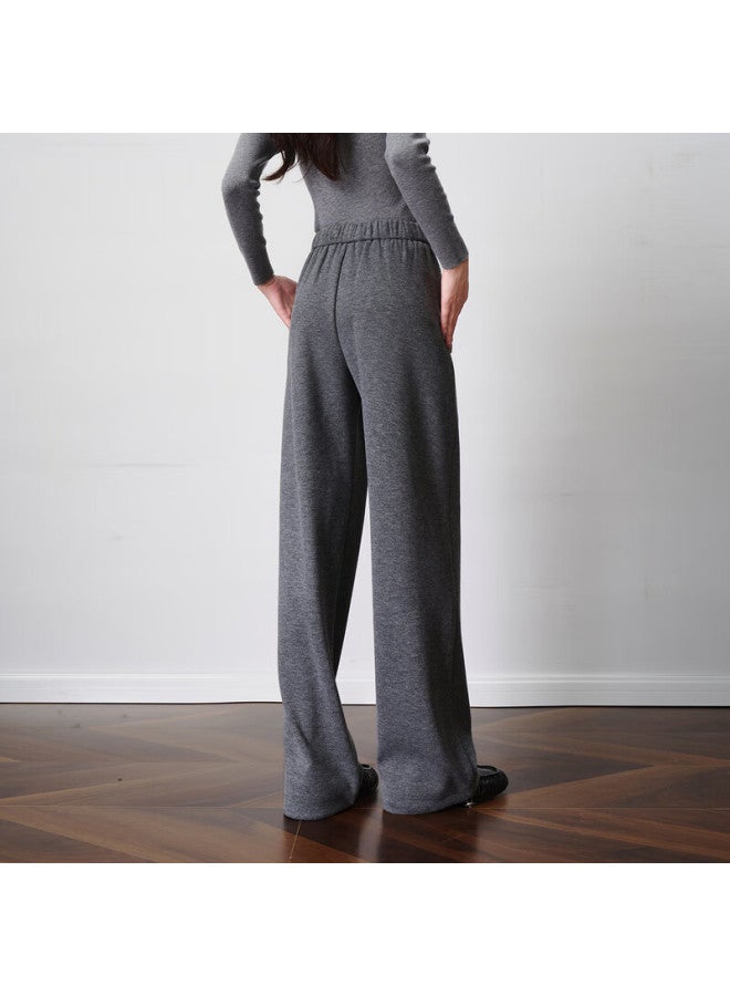 Olrain Women's Autumn Casual Knit Loose Straight-leg Relaxed Pants Gray L