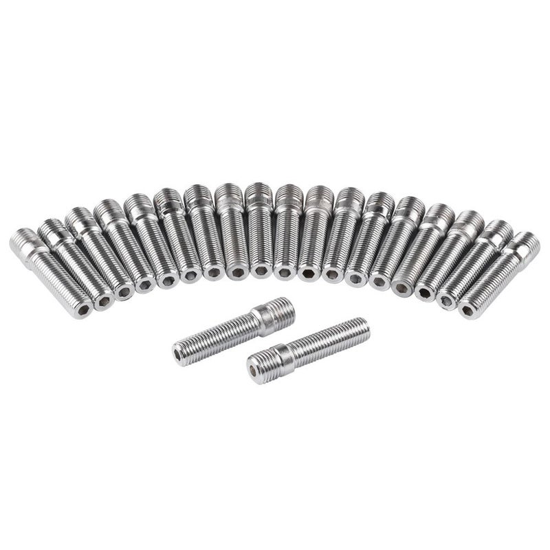 20 PCS M14x15 to M12x15 Extended Wheel Stud Conversion Screw Adapter Kit 32mm Shank 50mm Overall Compatible with Vehicles with 14x15 Thread Bolts