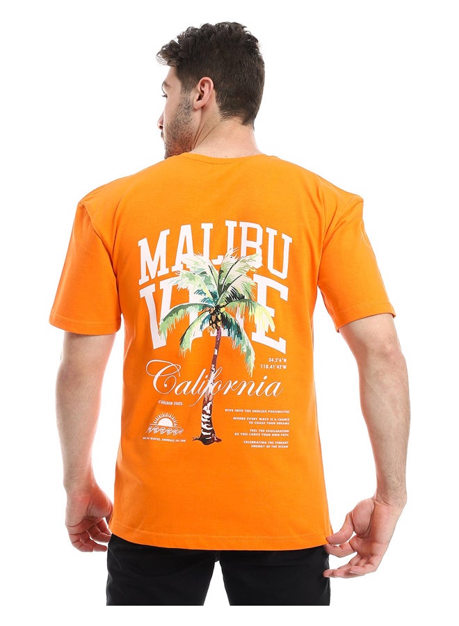 Andora Slip On Printed Cotton Orange T-Shirt_Orange - Image 2